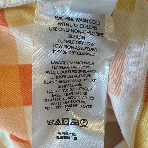 Free People "She's All That" Yellow/Orange Plaid Summer Pants - Size 12 - Picture 15 of 16